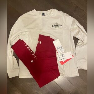 lululemon team Canada leggings and long sleeve sz 6